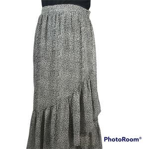 Suncoo Paris | Ruffled and Patterned Wrap Skirt | Size T3 (Large--waist 30 in)